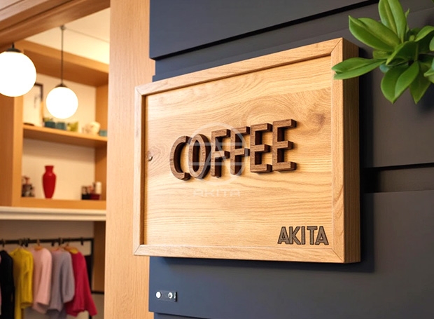 Bảng hiệu quán cafe khắc gỗ