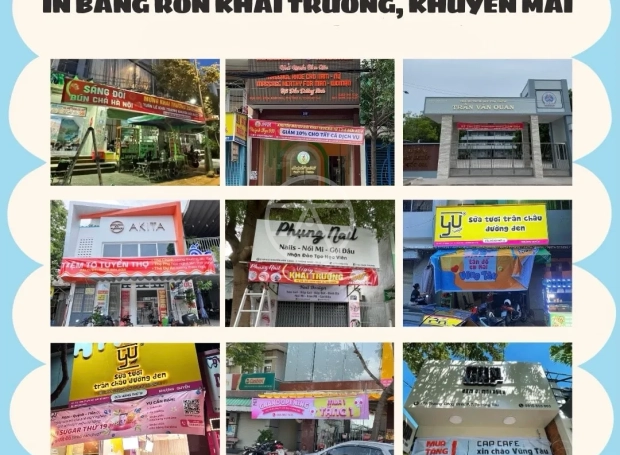 Thiết kế và thi công băng rôn quảng  cáo khai trương tại phường tam thắng